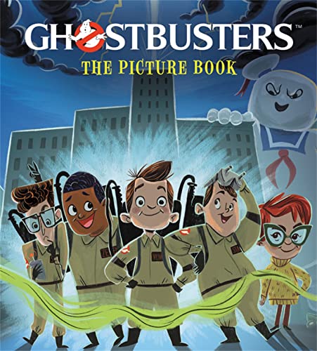 Ghostbusters" picture book cover with the four heroes and the Stay Puft Marshmallow Man.