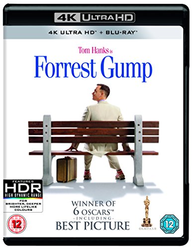 Forrest Gump Blu-ray cover featuring Tom Hanks sitting on a bench.