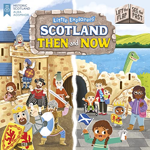Children’s book cover depicting Scottish history, a castle, and diverse figures.