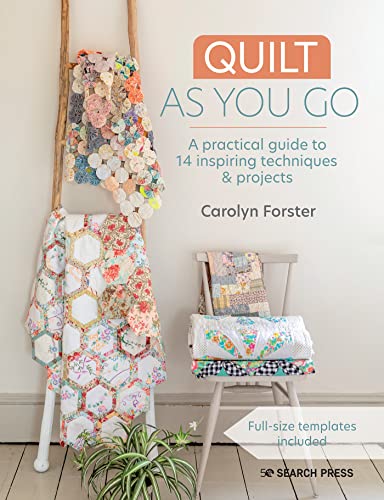 Book cover showing various colorful quilts draped over a wooden ladder and a chair.