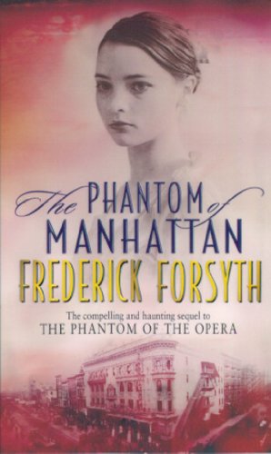Book cover: "Phantom of Manhattan" with a woman’s face and city scene.