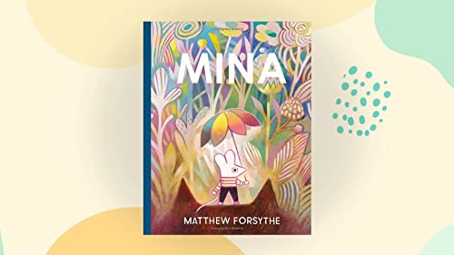 Book cover for “Mina” featuring illustrated flowers and a small mouse.