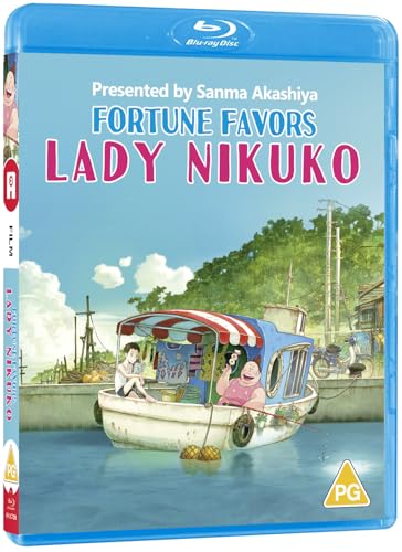 Blu-ray cover for “Fortune Favors Lady Nikuko” featuring a boat and two figures.