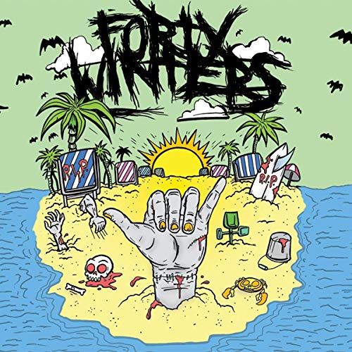 CD cover: Island scene with hand gesture, skull, and beach items.