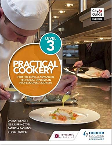 Cookery textbook cover with chef, plated food, and "Practical Cookery" title.