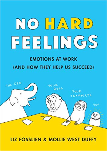 "Book cover with cartoon animals at a meeting, blue and yellow background, white text."