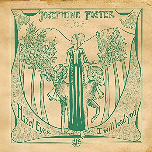 Green-toned album cover depicting a woman with two rams in a forest.