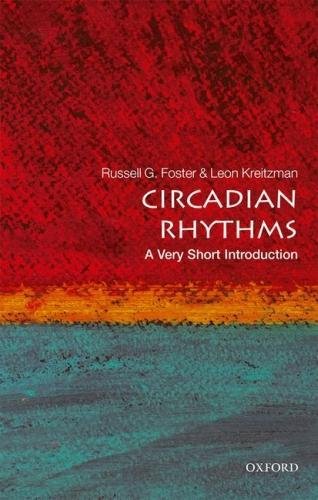 Book cover: "Circadian Rhythms" with red, blue, and gold textured background.