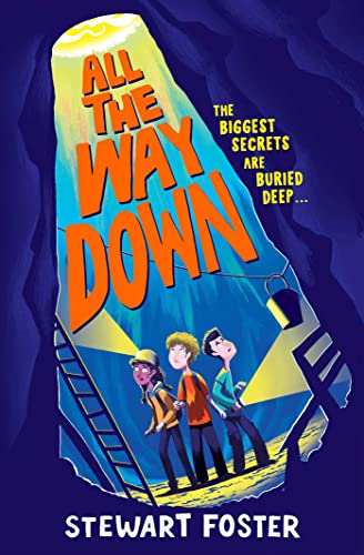 Book cover: three children with flashlights descend into a dark cave.