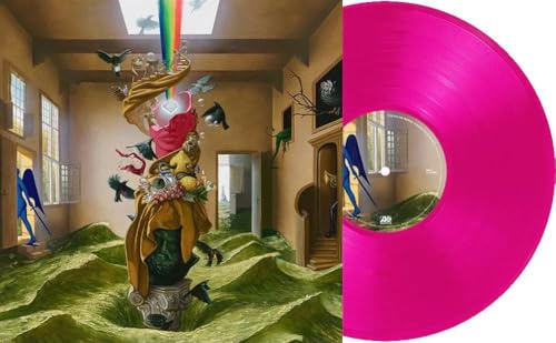 Foster The People album cover and a bright pink vinyl record.