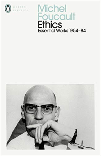 Book cover featuring a black and white portrait of Michel Foucault with text above.
