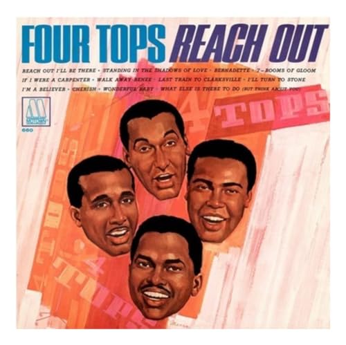 Album cover for The Four Tops’ “Reach Out,” featuring four smiling men.