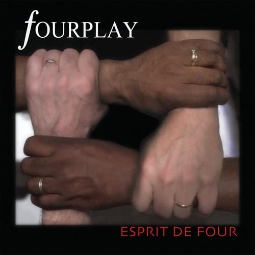 CD cover: Fourplay, hands and feet intertwined, dark background.