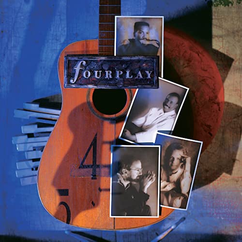 CD cover featuring a guitar, photos of musicians, and the band name "Fourplay.