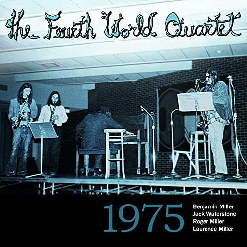 "Album cover with four musicians on stage, playing instruments, in blue-toned image."