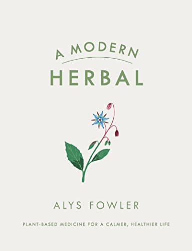 Book cover: "A Modern Herbal" with a blue flower illustration.