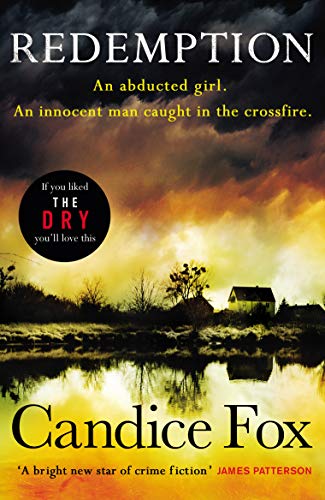 Book cover: "Redemption" with a stormy landscape and a small cabin.