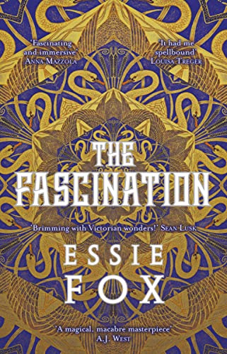 Book cover: ornate gold design, dark blue background, title “The Fascination.”