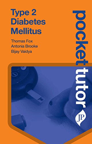 Book cover titled Pocket Tutor Type 2 Diabetes Mellitus with a blood glucose monitor image.