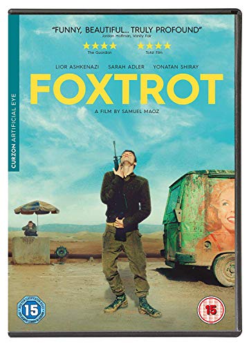 “Foxtrot” DVD cover with a soldier, beach scene, and film title.