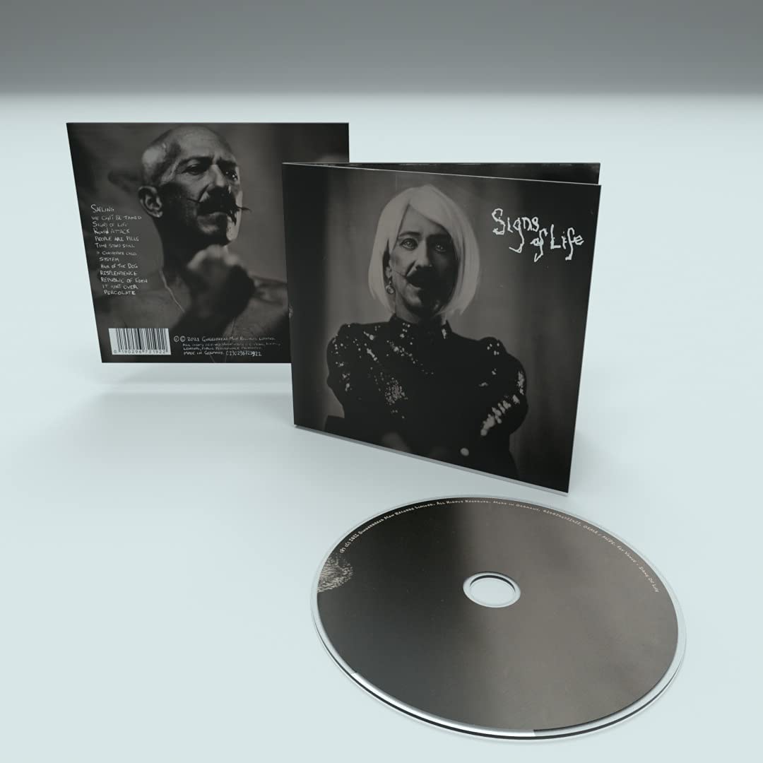 Album cover with a black and white image of a person and "Signs of Life" text.