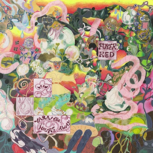 Colorful, surreal album cover for Foyer Red’s “Yarn The Hours Away” CD.