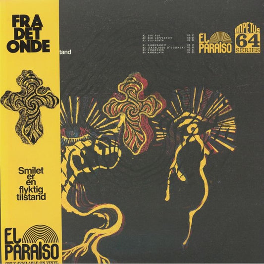 Vinyl record cover: abstract design with a cross, flowers, and snake.