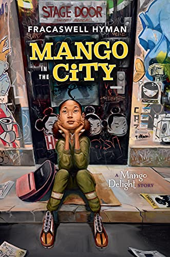 Book cover: girl with headphones sits before colorful street art.
