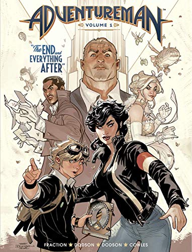 Comic book cover featuring four characters in a dynamic, illustrated scene.