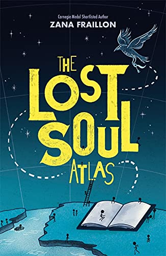 Book cover: "The Lost Soul Atlas" with a bird and open book.