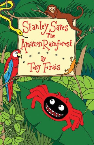Book cover with rainforest animals: monkey, snake, parrot, and crab.