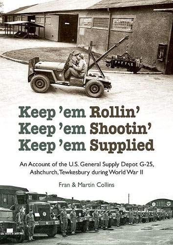 WWII-era book cover featuring military vehicles and supply depot imagery.