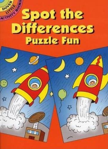 Cover of Spot the Differences Puzzle Fun book featuring two illustrations of space rockets.