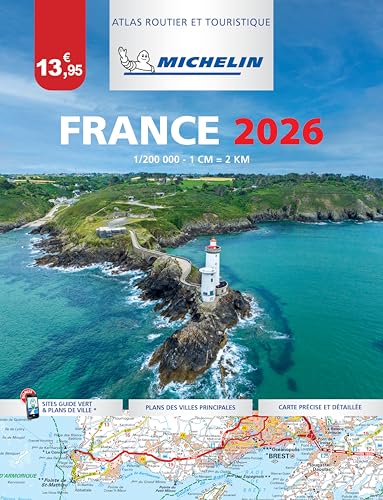 France 2026 Michelin road atlas cover with coastal landscape and lighthouse.