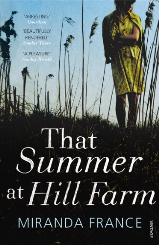 Book cover: woman in field, title “That Summer at Hill Farm.”