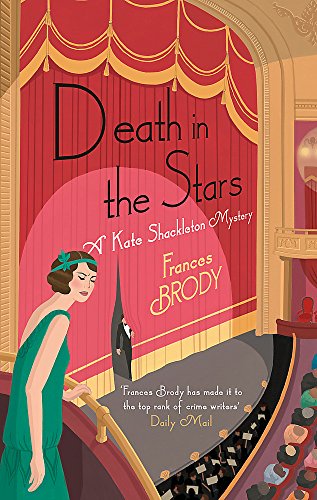 Book cover: woman in green dress, theater stage, red curtains.