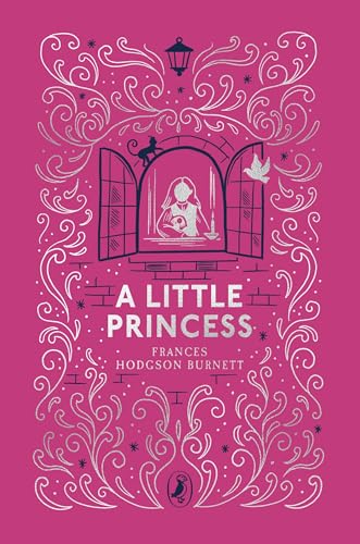 Book cover for "A Little Princess" with ornate floral design and window scene.