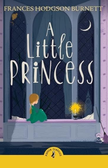 Book cover: girl by a window, with text “A Little Princess”.