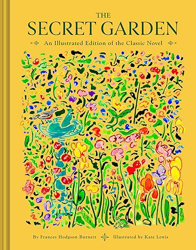 Book cover with yellow background featuring colorful abstract floral illustrations and a bird bath.