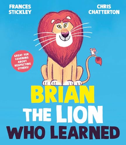 A lion with a large mane and a small mouse on its tail.