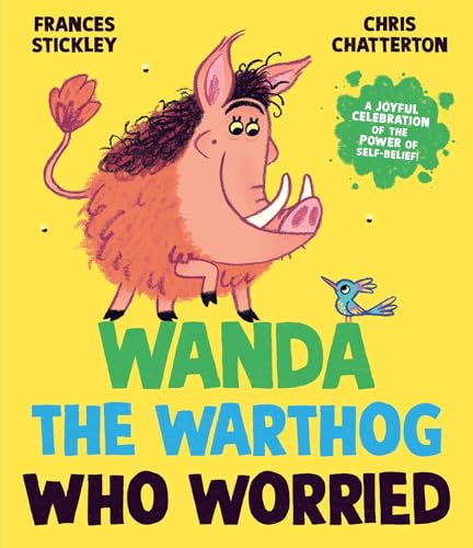 A cartoon warthog and a small blue bird on a yellow book cover.