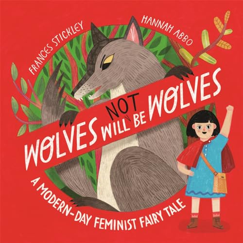 Book cover: wolf and girl with red cape, illustrated style.