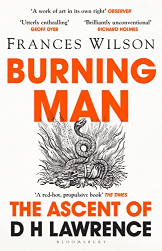 Book cover for Burning Man by Frances Wilson featuring an illustration of a snake.
