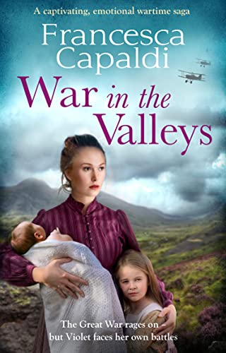 Book cover: woman with children, wartime landscape, biplane in sky.