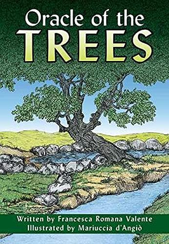 Book cover: "Oracle of the Trees" with a tree and stream illustration.