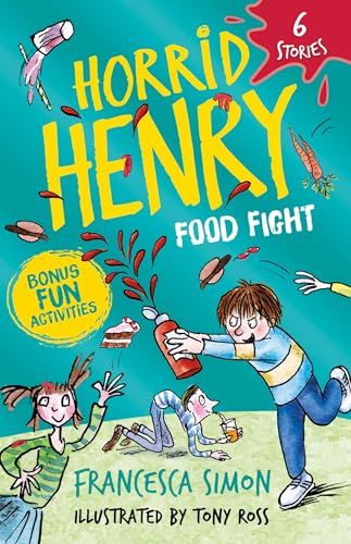 Book cover showing Horrid Henry squeezing a ketchup bottle during a chaotic food fight.
