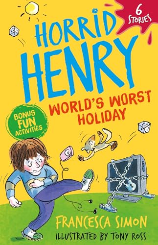 Book cover for Horrid Henry: World's Worst Holiday featuring a cartoon illustration of Henry.