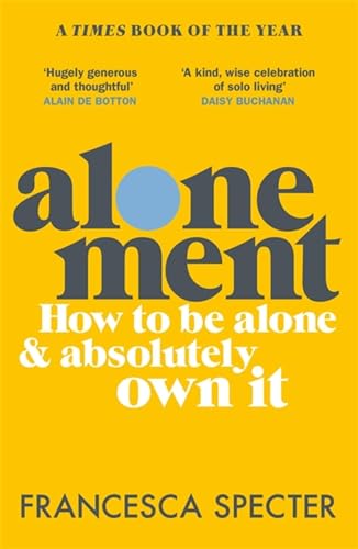 Book cover: "Alonement" by Francesca Specter, yellow background, dark blue text.