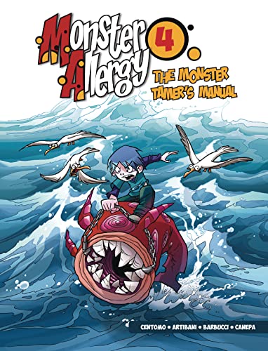 Book cover: boy riding a sea monster amidst crashing waves.