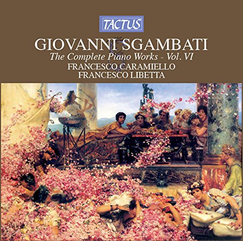 "CD cover with classical painting of people surrounded by flowers, brown background, white text."
